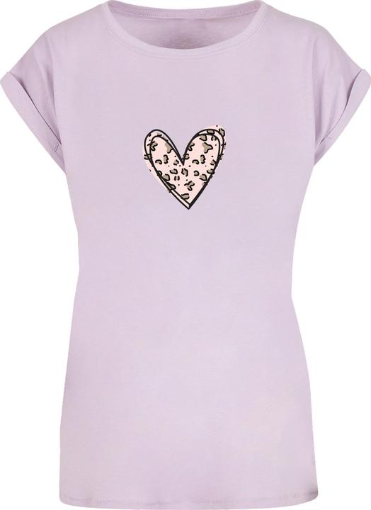 Produktbild Merchcode Ladies Valentines Day - Leopard Heart Extended Shoulder Tee - 117969 (S)