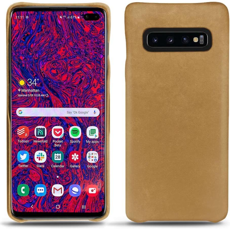 Noreve Lederschutzhülle (Samsung Galaxy S10+), Smartphone Hülle, Braun