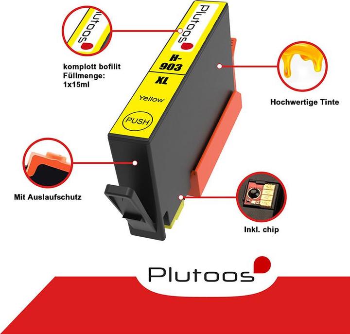 Actual product image Plutoos HP 903XXL HP 903XL Cartridges XXL compatible, set of 4 colours 903XXL (C, M, Y, BK)