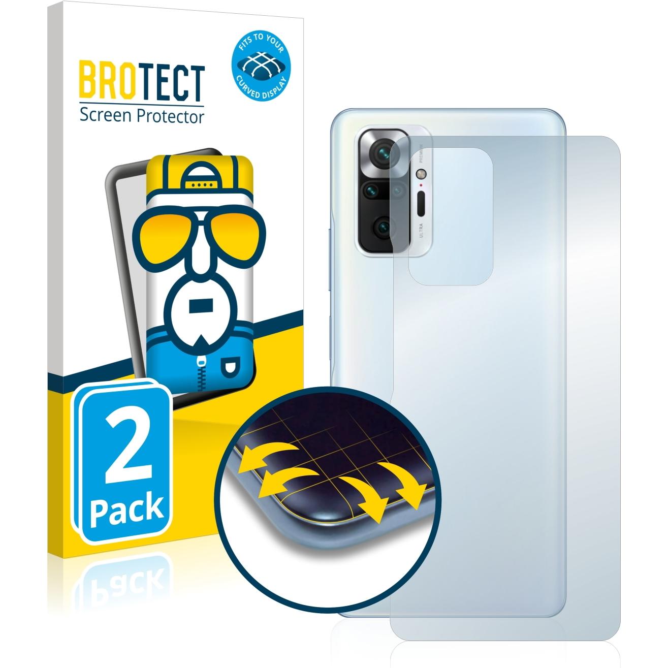 BROTECT Full-Cover Displayschutz (2 Stück, Xiaomi Redmi Note 10 Pro), Smartphone Schutzfolie, Transparent