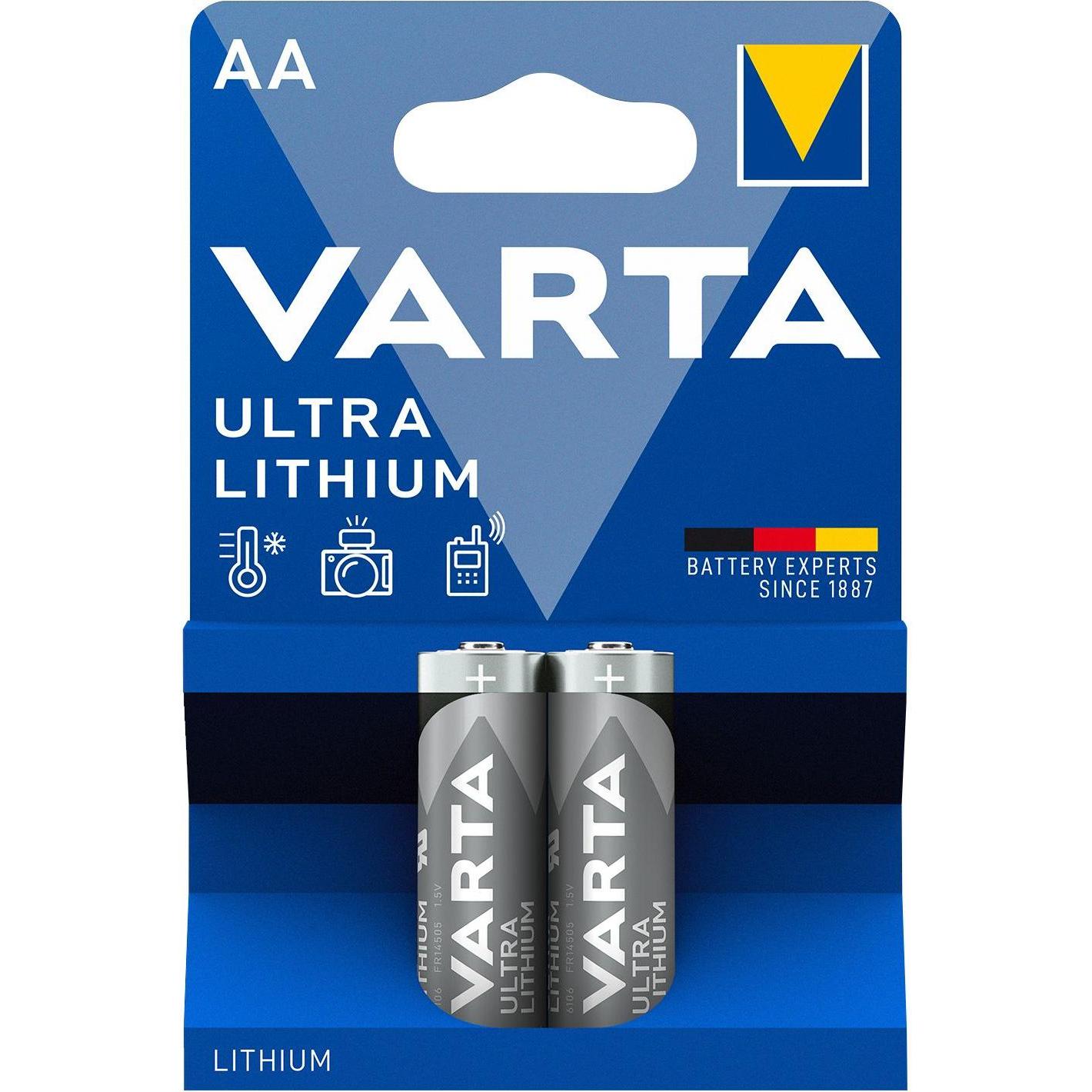 Varta Ultra Lithium (2 pz., AA, 3000 mAh), Batterie + pile