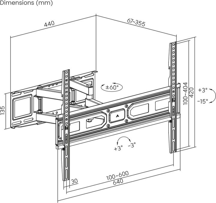 Image du produit Wiltec TV-Wandhalterung 37-80 Zoll Bildschirm (Mur, 80", 40 kg)
