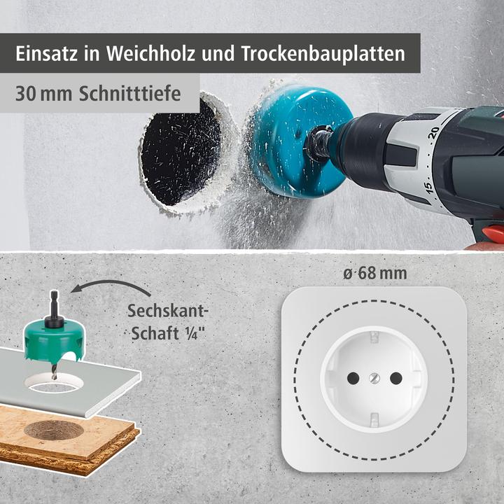 Actual product image wolfcraft 1 socket outlet installation set for drywall construction