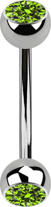Produktbild Star Piercing Micro Banane silber mit zwei Kugeln Kristall hellgrün (ohne Messing, Titan G23)