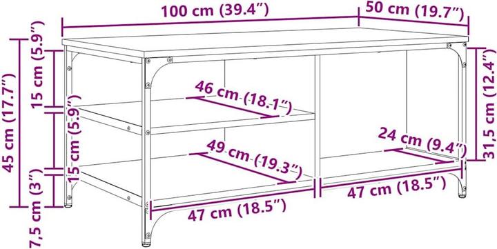 Immagine prodotto vidaXL Couchtisch (100 x 50 x 45 cm)