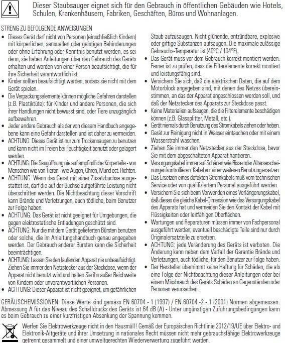 Nutritional values and ingredients Taski Diversey ® go vacuum cleaner, usable capacity 16 l, bag capacity 8 l, 900 W, vacuum 22 kP...