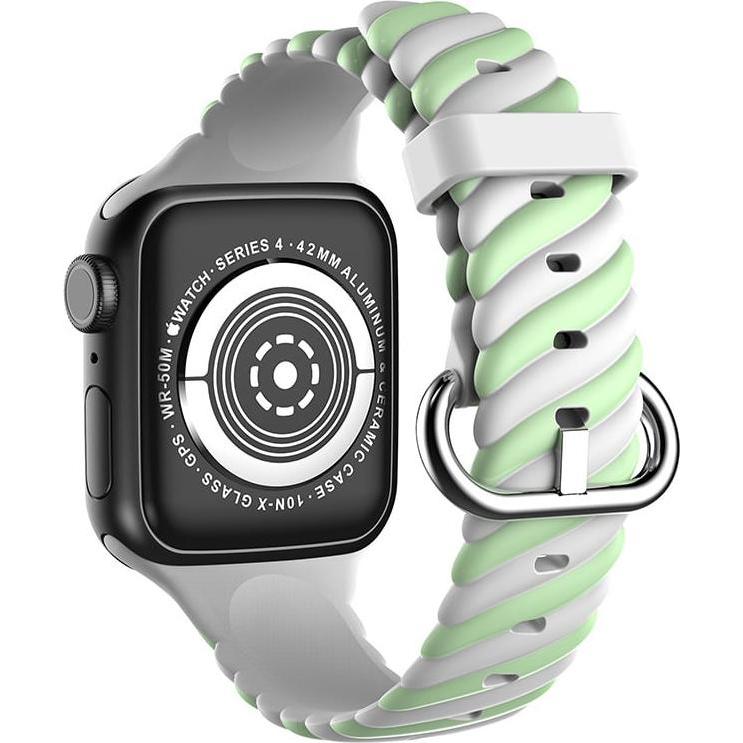 Strap-it Silikonarmband (Silikon, Apple Watch), Uhrenarmband, Weiss, Grün