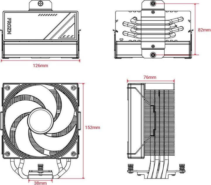 Actual product image ID-Cooling FROZN A410 SE ARGB - CPU Luftkler - Max 29 dBA (152 mm)