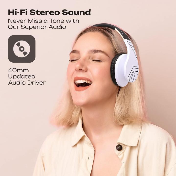 Produktbild PowerLocus Wireless Headphones P2 (black-white) (ANC, 20 h, Kabellos, Kabelgebunden)