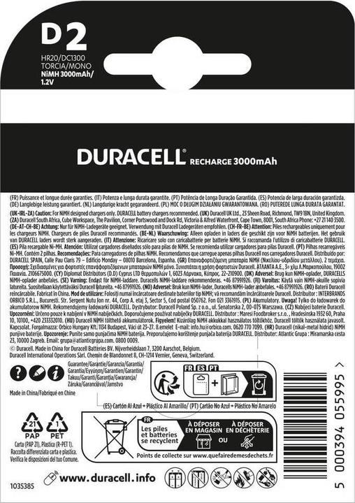 Produktbild Duracell Recharge Ultra (2 Stk., D, 3000 mAh)