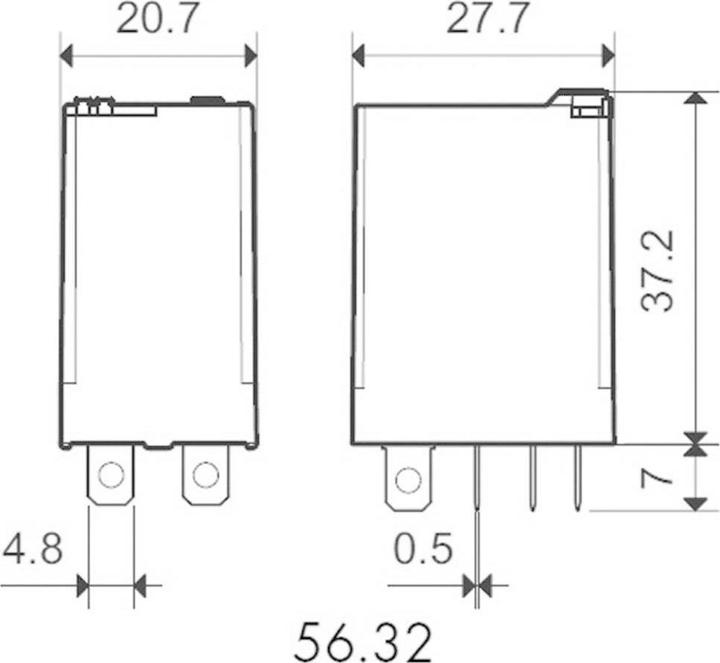 Actual product image Finder DPDT 12A mini plug-in relay, 12Vdc coil