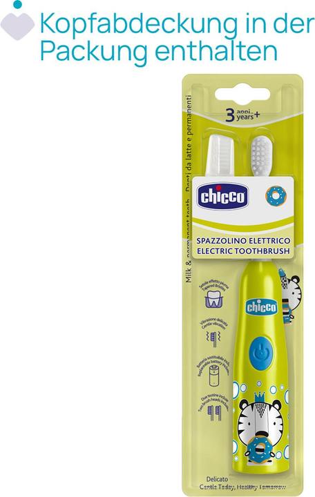 Image du produit Chicco Brosse à dents électrique, TIGER - 3Y+ - Avec pile remplaçable (Brosse à dents oscillo-rotative)