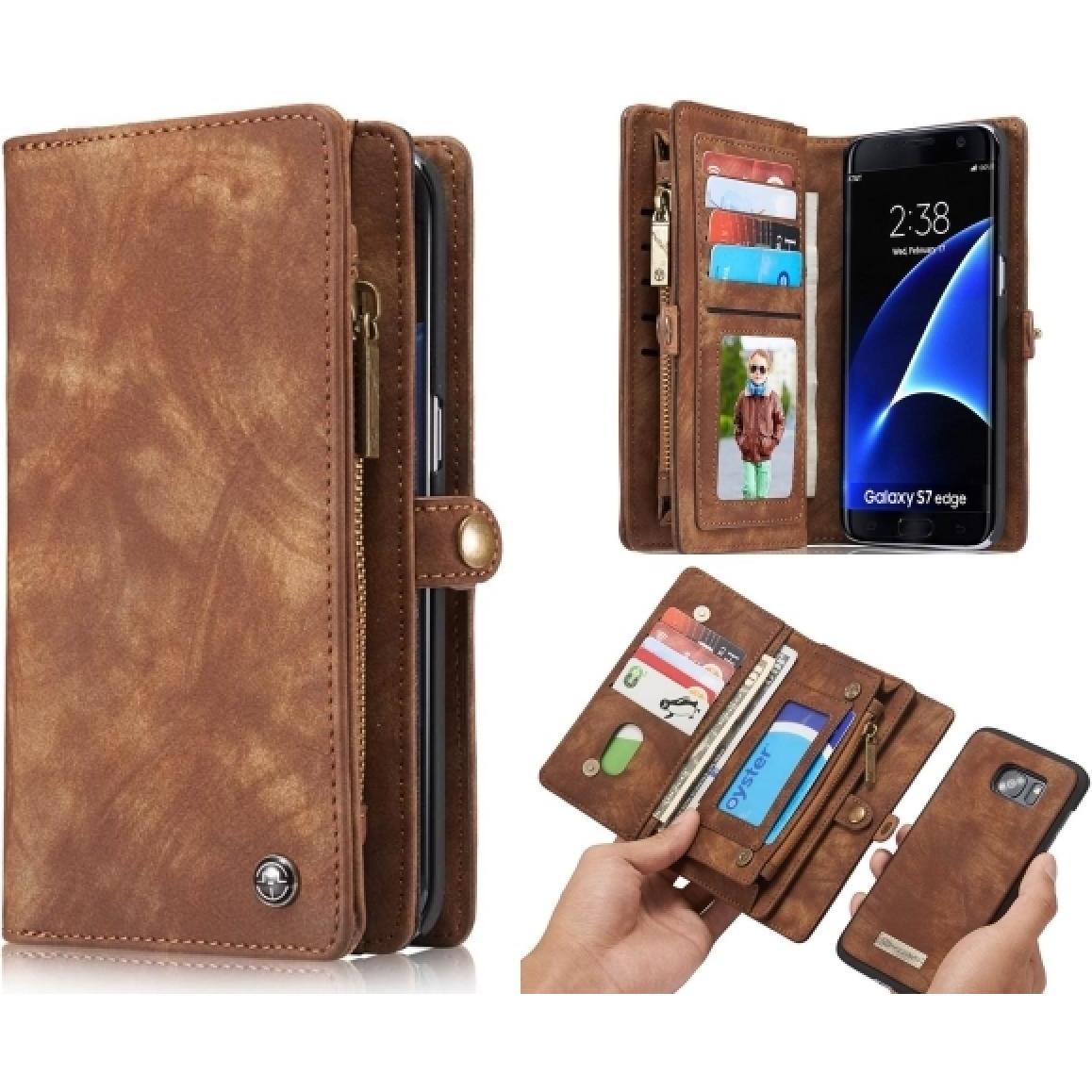 Thumbnail - Caseme Samsung Galaxy S7 Edge Echtleder Portemonnaie Karten Hülle (Samsung Galaxy S7 Edge), Smartphone Hülle, Braun