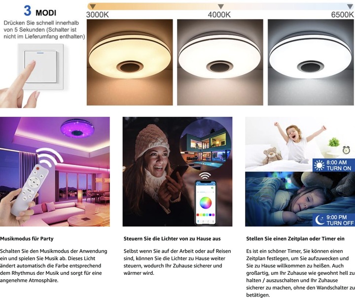 Actual product image Gindoly LED ceiling light Smart (2500 lm)