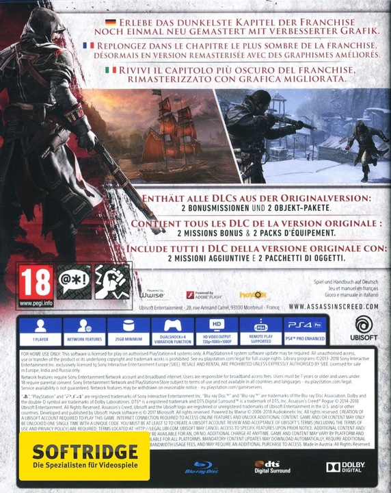 Image du produit Ubisoft Assassin's Creed : Rogue - Remasterisé (PS4, EN)