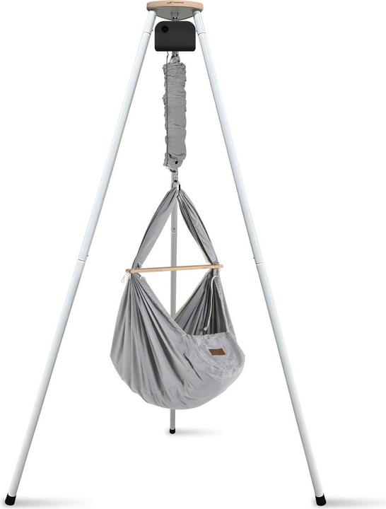Schmusewolke Tipi weiss mit anthrazit Motor und Bio Federwiege