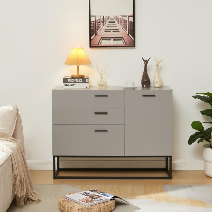 Produktbild En.Casa Sideboard Lavangen 75x100x35 cm Hellgrau