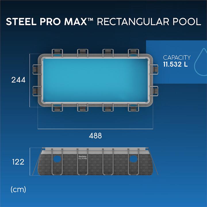 Actual product image Bestway Steel Pro Max RectangularPool488x244x122 (488 x 244 x 122 cm)