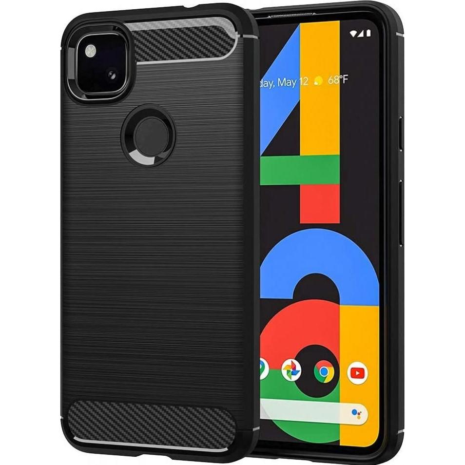 Screenguard Google Pixel 4a Hülle Carbon Brushed Soft TPU (Google Pixel 4a), Smartphone Hülle, Schwarz