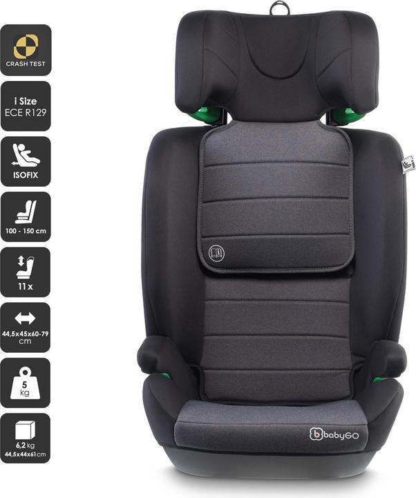 Produktbild BabyGo Safechild 2, grau (Kindersitzerhöhung, ECE R129/i-Size Norm)