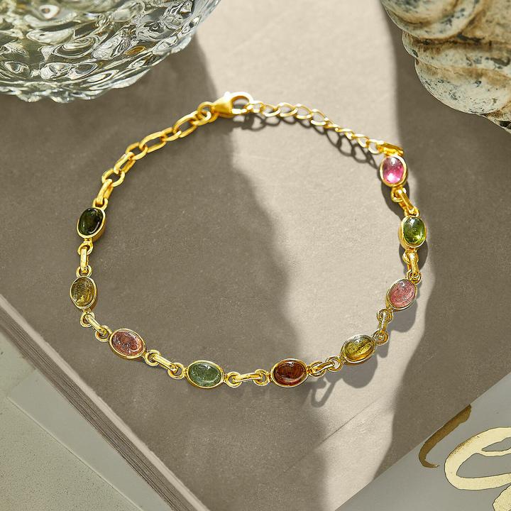 Produktbild Loberon Armband Leilan bunt (19 cm, Verzierung: Turmalin-Edelstein, 925er Sterlingsilber)