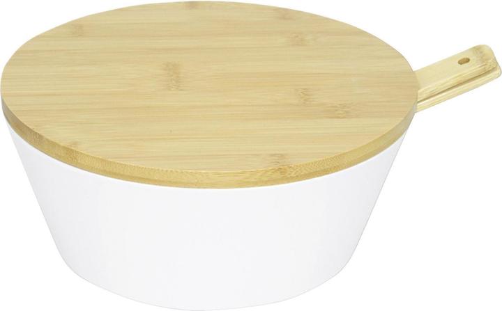 Kesper Obst- & Salatschale mit Besteck & Deckel aus Bambus 26 cm, Höhe 11 cm, Salat Schüssel aus Kun (26 cm, 1 x)