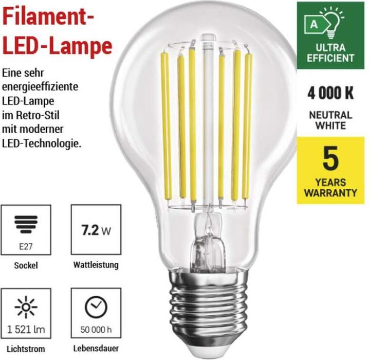 Actual product image Emos LED lamp (E27, 7.20 W, 1521 lm, 1 x, A)
