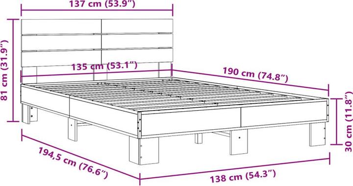 Image du produit vidaXL Bettgestell (135 x 190 cm)