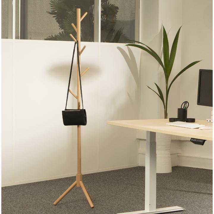 Actual product image Unilux Coat rack MIKADO, 8 hooks, beech wood space-saving design, rounded coat hooks, st...