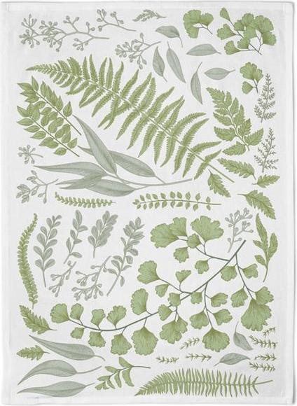 Produktbild Chic.Mic Geschirrtuch Green Leaves Grün/Weiss (50 x 70 cm)