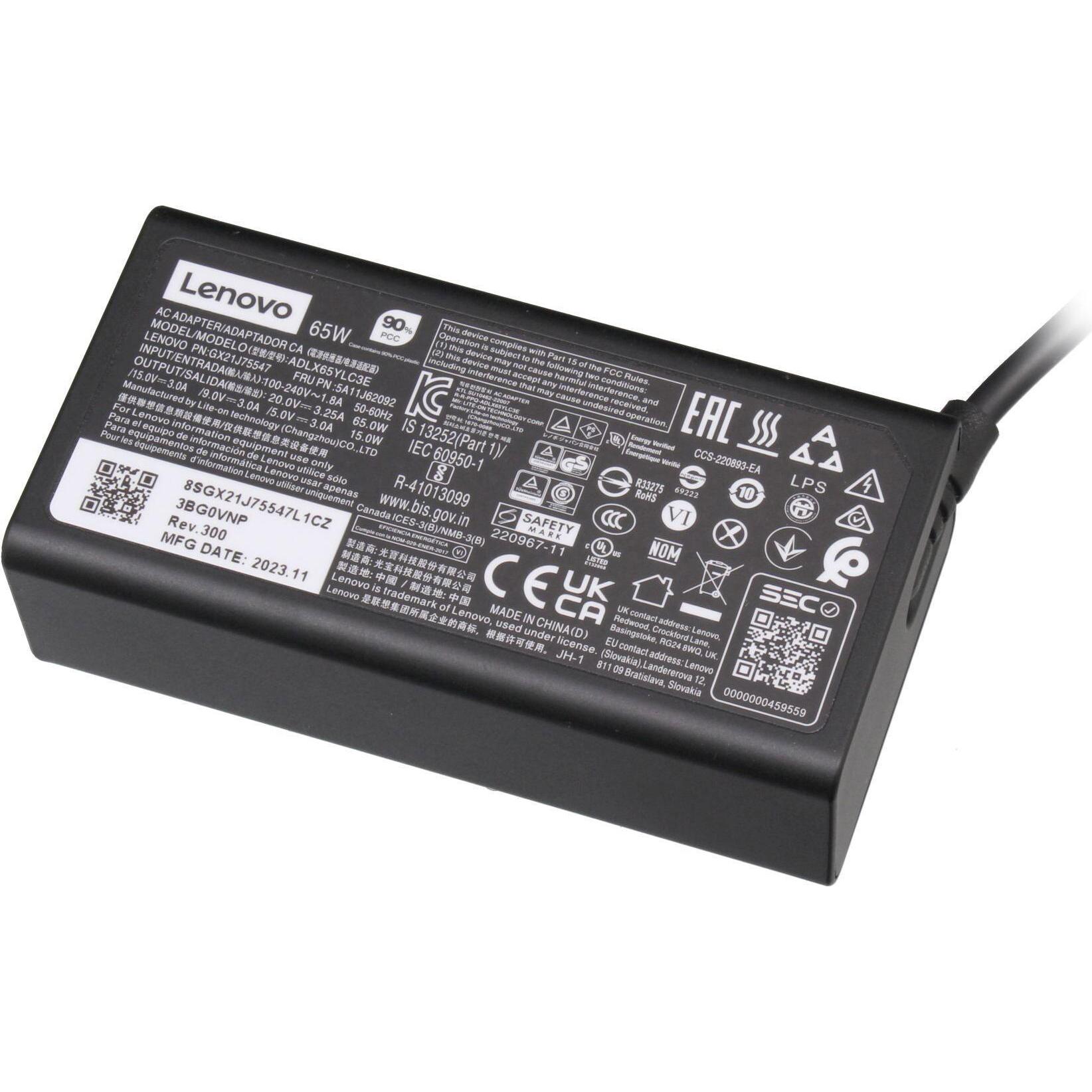 Lenovo 5A10W86314 (65 W), Notebook Netzteil, Schwarz