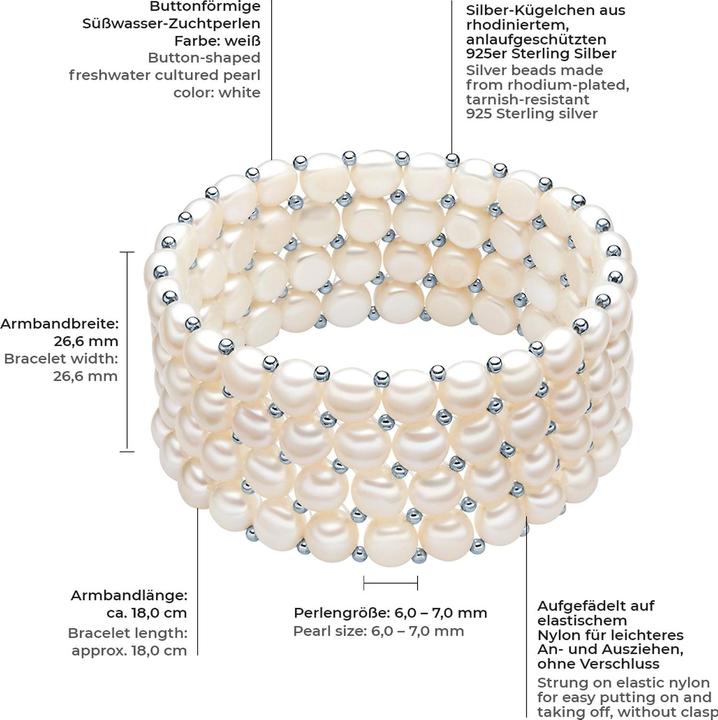 Immagine prodotto Valero Pearls Perla d'acqua dolce in argento da donna 18,0 cm - 3118 (18 cm, Argento)