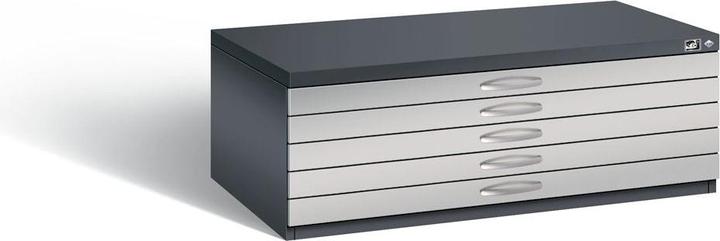 Produktbild C+P CP 7100 Planschrank schwarzgrau, weissaluminium mit 5 Schubladen 110,0 x 76,5 x 42,0 cm