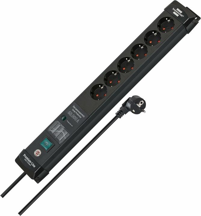Produktbild Brennenstuhl Premium-Line, power distribution unit, 6 sockets, 3m, black, with switch and surge p... (6 x, CEE 7/3, 3 m)