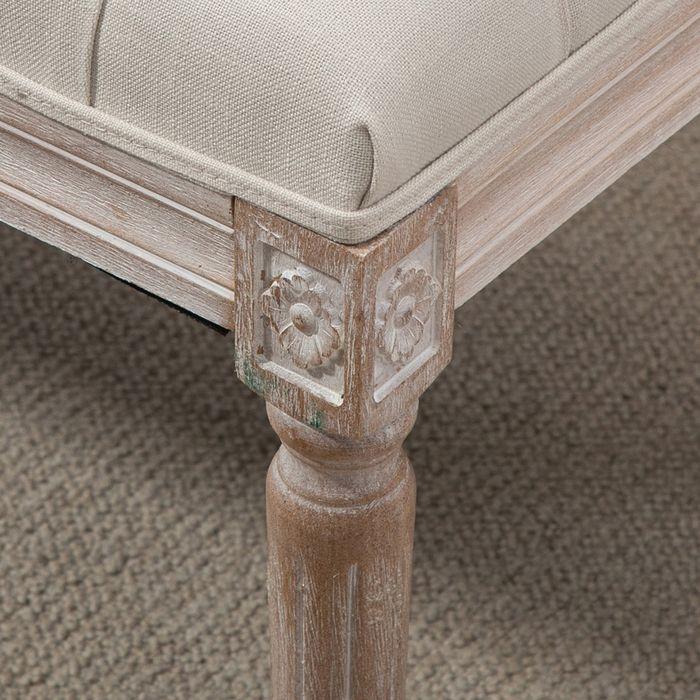 Actual product image Swisshandel24 Sitzhocker, Polsterbank mit Leinenoptik, Fusshocker mit gepolstertem Sitz Holz, cremeweiss (40 cm)