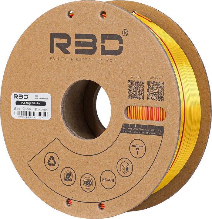 Immagine prodotto R3D eSilk Mystic PLA Rosso Giallo Blu Filamento 1,75mm 1Kg (PLA, 1.75 mm, 1000 g)
