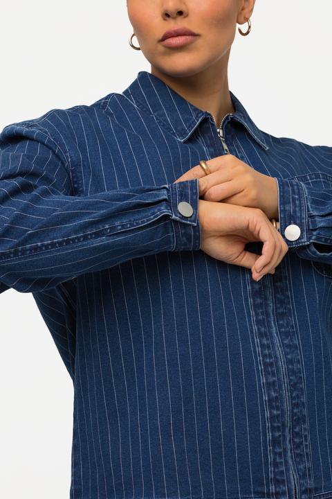 Produktbild Ulla Popken Jeansjacke, Nadelstreifen, Hemdkragen, Reissverschluss (46, 48)
