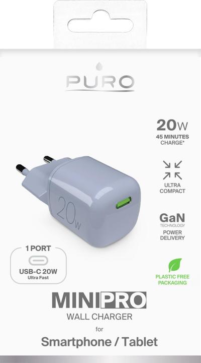 Produktbild Puro Reiselader 20W USB-C GaN hellblau (20 W)