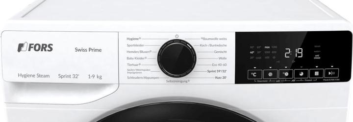 Actual product image Fors SWISS PRIME washing machine, white with black door WA 940 ASD White (9 kg, Left)