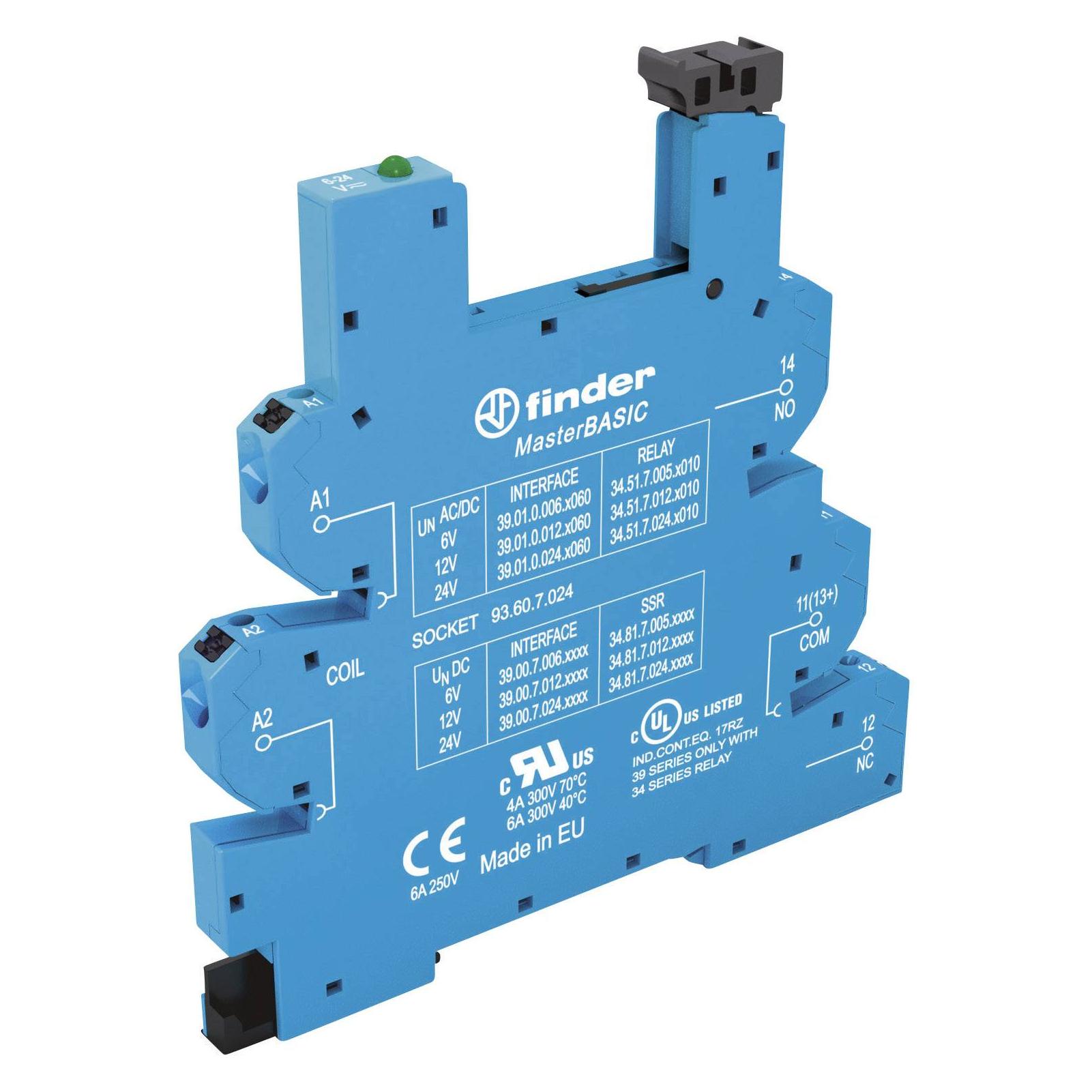Finder , Accessori Per La Tecnologia Di Controllo, 93.60.7.024 Presa A Relè Con Staffa Di Fissaggio, Con Led, Con Rivestimento Di Soppressione Emc (Presa Per Relè)