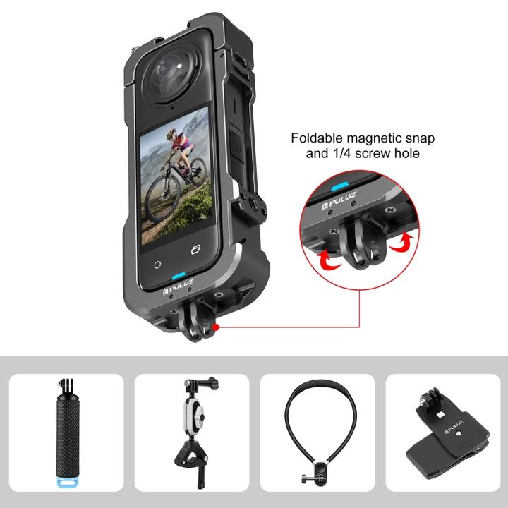 Image du produit Puluz For Insta360 X4 Metal Protective Cage Rig Housing Frame with Lens Cover (Black)