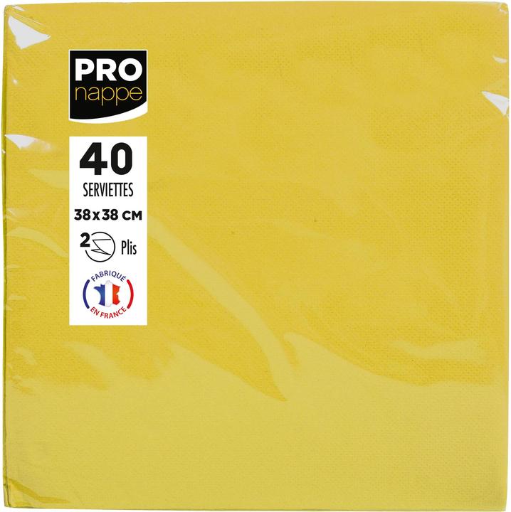 PROnappe Tovaglioli gialli a 2 strati 19,0 x 19,0 cm 40 pezzi. (40 pz., 38 x 38 cm)