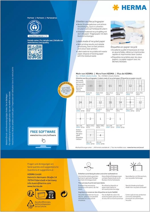 Produktbild Herma Recycling Etiketten A4