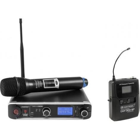 Omnitronic Set UHF-301 Empfänger + Sender 823-832/863-865 MHz, Microfono