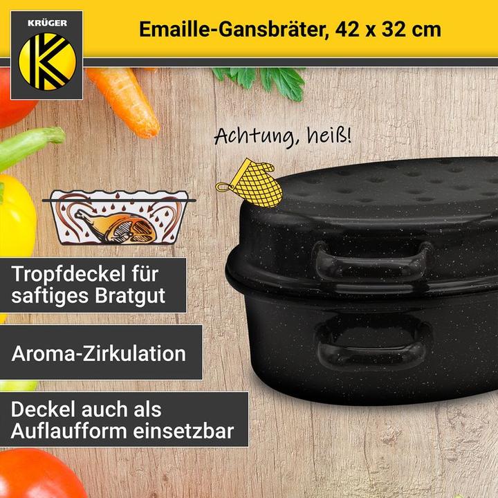 Actual product image Krüger Emaille-Gansbräter (Casserole + Stewpot, Steel, Enamel)