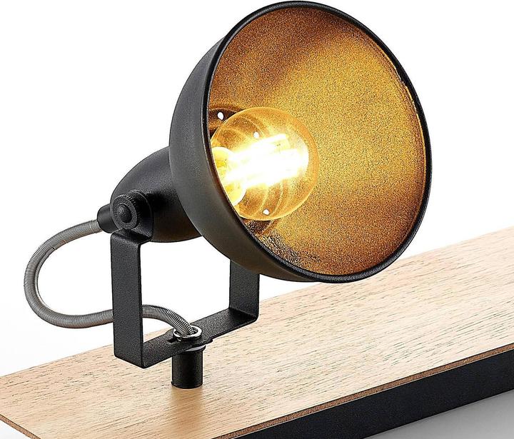 Actual product image Lindby Aylis ceiling lamp, black, wood, 2-light. (E14)