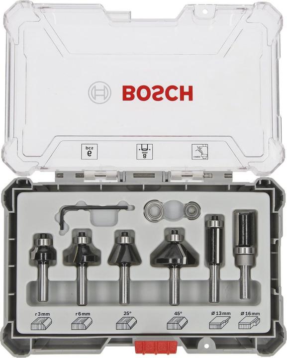 Bosch Professional Zubehör 6-teiliges Rand- und Kantenfräser-Set, 8-mm-Schaft für Handfräsen