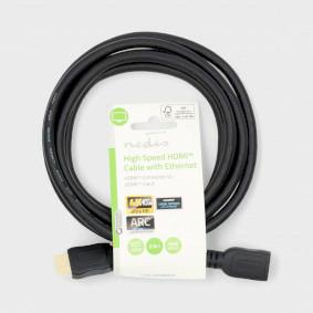 Productafbeelding Nedis Hoge snelheid HDMI™ Kabel met Ethernet | HDMI™ Man | HDMI™ Female | 4K@30Hz | 10,2 Gbps | (3 m)