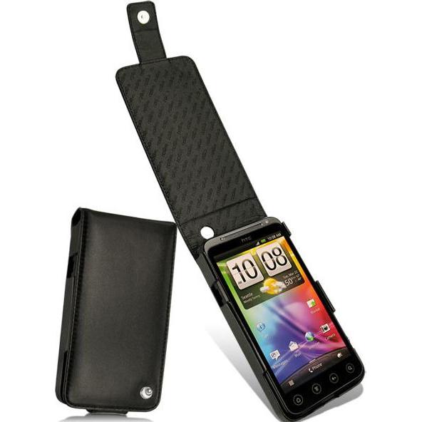 Noreve Lederschutzhülle vertikal (HTC Evo 3D), Smartphone Hülle, Schwarz