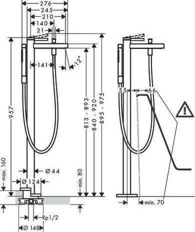 Actual product image hansgrohe HG FINORIS installation set for single-lever bath tub, floor-mounted, matt white